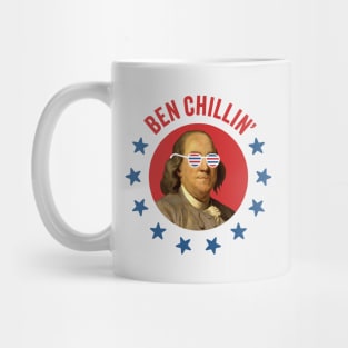 Ben Chillin' - Vintage Ben Franklin with Patriotic Sunglasses for July 4th Mug